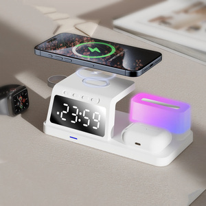 HiTao 15W 5-in-1 <b>Wireless</b> Charging Station with Digital Clock & RGB Ambient <b>Light</b> for Multi-Device Charging - Product Image 5