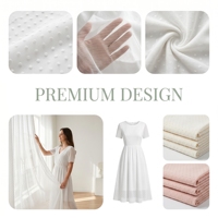 Tissu en maille à pois élastique, tricoté, lourd, 100% polyester, respirant, tulle blanc à pois, robe d'été