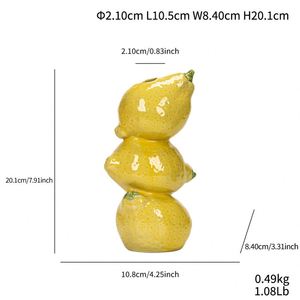 Jarrón de Cerámica para Frutas de 20 cm, Diseño de Naranja/Limón/Sandía, Decoración Nórdica Minimalista para el Hogar, Adorno Popular para Escritorio, Maceta Pequeña - Product Image 5