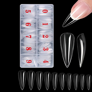 500 cái/hộp Hỗn Hợp Kích Thước Trong Suốt Acrylic Stiletto Nail Mẹo Pháp Phong Cách Tự Làm Móng Tay Mở Rộng Công Cụ Với Giả Ép Móng Tay - Product Image 6