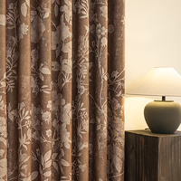 Rideaux occultants marron Branch Whisper, draperies à plis froncés crème à motifs floraux pour salon, style minimaliste, vente en gros au mètre