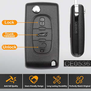 Clé de <span class=keywords><strong>voiture</strong></span> noire à 3 boutons Heart Horse pour Citroën, avec fente et support HU83 CE0536 433MHZ - Product Image 3