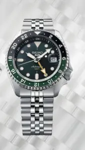 Montre de sport de luxe pour homme, bracelet à cinq maillons, mouvement NH35, verre saphir, aiguille GMT, modèle bicolore, acier inoxydable - Product Image 6