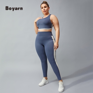 Boyarn 4XL Sujetador deportivo de Yoga de talla grande para mujer y mallas Conjunto de 2 piezas Ropa deportiva transpirable ecológica - Product Image 2