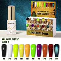 HONEY GIRL Vernis à ongles gel luminescent arc-en-ciel 10 couleurs, vente chaude, gel qui brille dans le noir, application DIY, conception personnalisée OEM/ODM