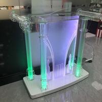 Moderne Portable LED Illuminé Transparent En Plastique Podium Chaire Pupitre Stand Bureau Église École Conférence Présentoir