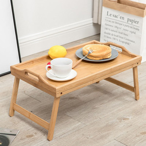 Bandeja de madera personalizada para servir comida, <span class=keywords><strong>mesa</strong></span> de cama de bambú, <span class=keywords><strong>mesa</strong></span> de desayuno con patas plegables - Product Image 4