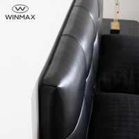 Lit Moderne de Luxe Noir en Cuir PU Véritable, Confortable et Assemblé, Taille King/Queen, avec Cadre en Bois de Pin et Fer, Idéal pour Villa