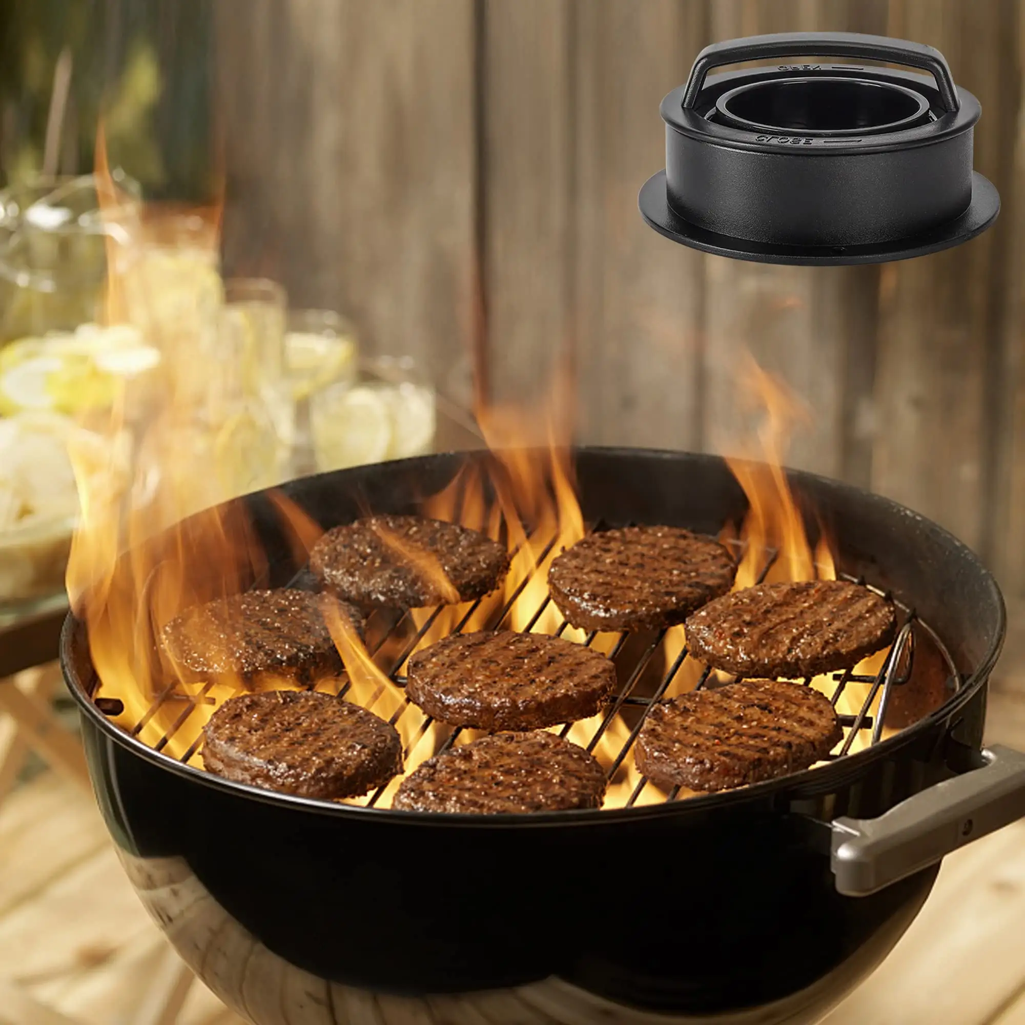 2024 Nieuwe Binnen Bbq Grill Accessoires Non Stick Handleiding Ronde Plastic Hamburger Vlees Pers