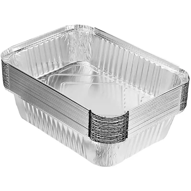 10 20 50 PCS Papel de aluminio desechable de grado alimenticio Contenedor de alimentos Bandeja de aluminio Placas de papel de aluminio rectangulares con tapas