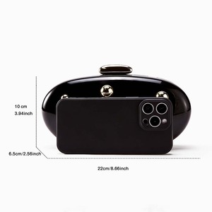 Stylish Black Resin Clutch Bag With Pearl Decoration Magnetic Closure Evening Party Handbag Guangzhou factory evening bag - Product Image 5