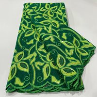 Nouveau style de tissu en dentelle brodée à sequins floqués avec base en filet à motifs de feuilles pour robe de soirée, dentelle africaine