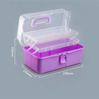 1 Draagbare Drielaagse Opvouwbare Extra Grote Hardware Gereedschapskist, Cosmetica Gereedschapskist, Kunstambachten Plastic Puin Opbergdoos