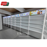 Support de maquillage en bois pliable éclairé par LED de qualité supérieure Présentoir de cosmétiques pour boutique personnalisée Armoire à cosmétiques pliable Vitrine de maquillage haut de gamme