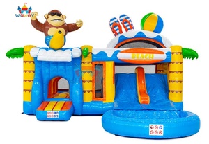 Castello Gonfiabile Commerciale 'Paradiso dei Scimmie' con Decorazioni 3D per Spiaggia e Giochi d'Acqua con Scivolo per Feste Estive - Product Image 3