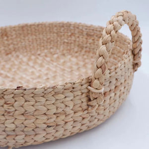 Bandeja Redonda Tejida a Mano de Jacinto de Agua, Cesta Decorativa de Fibra Trenzada para Organización de Cocina y Escritorio - Product Image 3