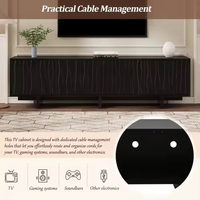 Meuble TV contemporain en bois grainé vintage avec portes ondulées, compatible avec les téléviseurs de 75 pouces, console multimédia pour salon, rangement, base robuste