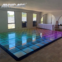 50x50cm Étanche Portable Banquet Hall Plancher Sans Fil 3d Infinity Miroir Led Piste De Danse Magnétique Led Piste De Danse pour L'événement