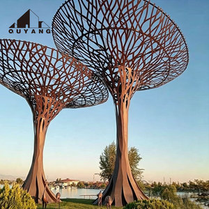 Statua Artistica in Metallo Cavo Personalizzata di Grandi Dimensioni, Scultura d'Albero in Acciaio Corten per Decorazione di Parchi e Frontiere Acquatiche - Product Image 1