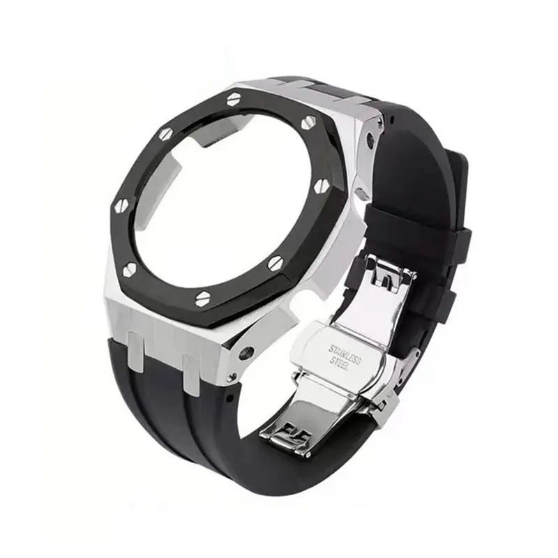 Metall Uhrengehäuse Edelstahl Lünette Gummi armband Modifikation ssatz für Casio G Schock ga2100