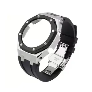 Metal Watch Case Stainless Steel Bezel rubber Strap modification kit for casio g shock ga2100