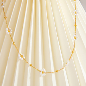 Collier Fleur de Perle Plaqué Or 18K en Acier Inoxydable avec Pendentif Cœur, Bijou Quotidien pour Femme - Product Image 3