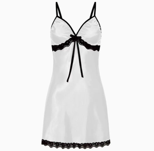Camisón Sexy de Satén de Poliéster/Algodón con Cuello en V para Mujer, Transpirable, con Cintura Elástica, para Verano e Invierno - Product Image 2