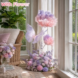 Installation florale géante élégante et noble en soie dégradée, pivoine et papillon, pour mariage, bord de piscine, aménagement extérieur - Product Image 6