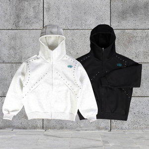 Sudadera con Capucha Extra Grande con Cierre, Tejido de Felpa Gruesa de Poliéster/Algodón, Bordada, Personalizada para Hombre, Estilo Vintage, Lavada, Invierno, Talla XS - Product Image 3