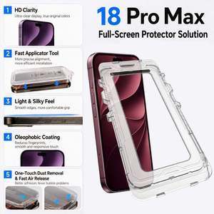 ฟิล์มกันรอยกระจกนิรภัยใส 9H HD ป้องกันฝุ่น สำหรับ iPhone 18 Pro Max ติดตั้งง่าย พร้อมชุดอุปกรณ์จัดตำแหน่งอัตโนมัติ จากผู้ผลิต - Product Image 1