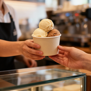 Gobelets en papier kraft blanc et bambou jetables pour glaces, personnalisables, de 2oz, 3oz, 4oz, 5oz, 6oz, idéaux pour les stands mobiles – Vente en gros - Product Image 2