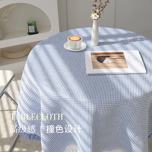 French Style <b>Tablecloth</b> <b>Round</b> Cotton Linen Blend Washable Home Use - Product Image 2