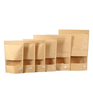 Cremallera impermeable 3 capas bolsa de papel bolsa de embalaje resellable embalaje de alimentos Zip Lock bolsas artesanía cremallera bolsa con ventana