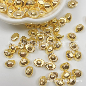 Adorno de lingote pequeño brillante y sólido de 9x7mm, acrílico con efecto de chapado en agua, diseño tradicional chino, cuentas dispersas para cuenco del tesoro - Product Image 2