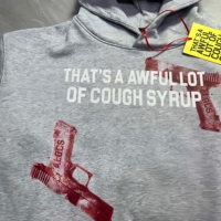 Sweat-shirts à capuche gris imprimé pistolet, en molleton à col rond, vente en gros, sweat-shirt « C'est vraiment beaucoup de sirop contre la toux » pour hommes