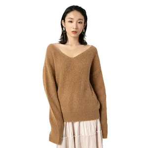 Suéter de punto personalizado para mujer, cuello en V, varios, venta al por mayor de fábrica