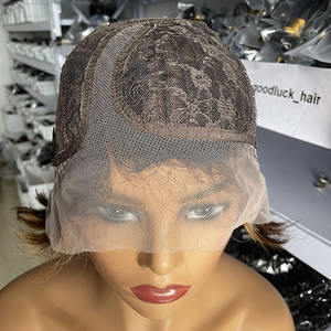 Goodluck-Peluca de cabello humano brasileño, sin pegamento, corte bob, muestra gratis, pelo de visón b, listo para enviar, pelo virgen, encaje megasstore, pixie - Product Image 5