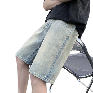 Pantalones Cortos de Mezclilla para Hombre, Estilo Vintage, Transpirables, Ecológicos, Cintura Media, Lavado Claro, Azul/Negro, Corte Holgado, Verano 2026 - Product Image 4