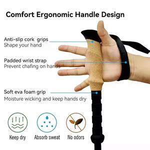 Juego de 2 bastones de trekking plegables de aluminio de 3 secciones con mango de corcho para senderismo, ejercicio, viajes, caminata nórdica y excursionismo. - Product Image 4