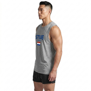 Wholesale Custom Logo Men Tank Top Breathable Gym Sleeveless T Shirt Fitness Muscle Workout Vest Blank Tees OEM TKAN8012 - Product Image 3