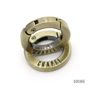 Brushed Anti Brass Spring Ring Clasps Logo Engraved Trigger Ring Metal Fittings Accessories