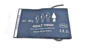 Manguito NIBP reutilizable muslo adulto 46 - 66cm dos tubos PU suave con vejiga Color azul <span class=keywords><strong>BP</strong></span> manguito consumibles médicos - Product Image 3