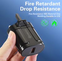 Chargeur rapide QC3.0 18W 5V/9V/12V Adaptateur mural USB pour téléphone portable, tablette et ordinateur portable avec matériau ignifuge pour PC