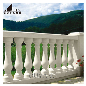 QUYANG Home Hotel Decorativo Diseño moderno Piedra natural blanca Barandilla de barandilla romana Barandilla de balcón de mármol al aire libre - Product Image 4