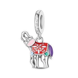 Pendentif attrayant en forme d'animal (éléphant, <span class=keywords><strong>chat</strong></span>, cygne) en zircon plaqué argent, perle pour bijoux, accessoires de bracelet DIY unisexe. Nouveau - Product Image 3