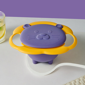 Ciotola su misura Non-fuoriuscita giroscopica di 360 gradi in plastica creativa piatti rotanti magia ciotola con coperchio per bambini bambini - Product Image 1