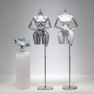 <span class=keywords><strong>Mannequin</strong></span> de couture femme grande taille demi-corps en PP de haute qualité avec bras mobiles dorés |   Fenêtre de tailleur en position debout - Product Image 5