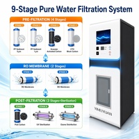 Máquina Expendedora de Agua con Monedas, Tarjetas y Lector de Tarjetas, Estación de Agua Purificada por Ósmosis Inversa y Ultravioleta para Exteriores, 800 GPD, 24 Horas, Kiosco OEM de Acero Inoxidable