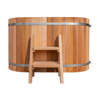 Eisbadewanne aus rotem Zedernholz mit Edelstahlgehäuse und eingebautem Wasserkühler für Kältetherapie, Heim-Spa, OEM, ODM