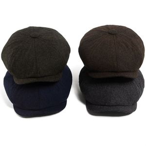 Casquette Gavroche Rétro Homme Automne Hiver à Chevrons, Chapeau Béret Décontracté Tendance 8 Panneaux pour Extérieur - Product Image 1